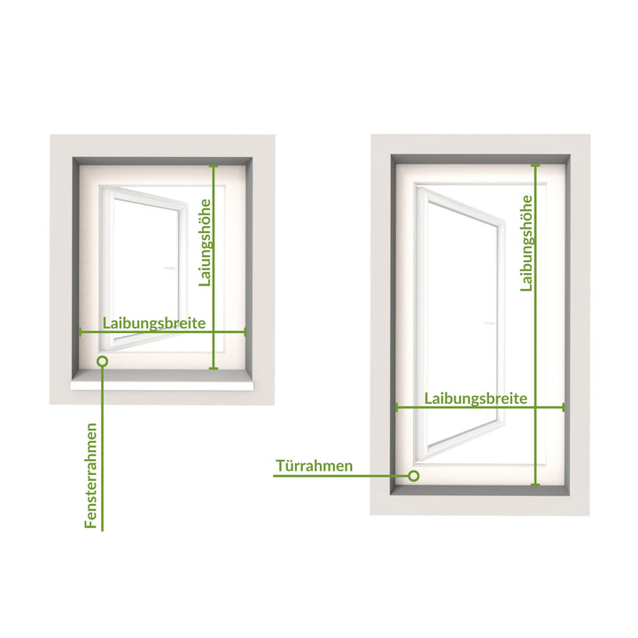 Anleitung zur Maßnahme von Fensterrahmen und Türrahmen für Insektenschutzgitter.