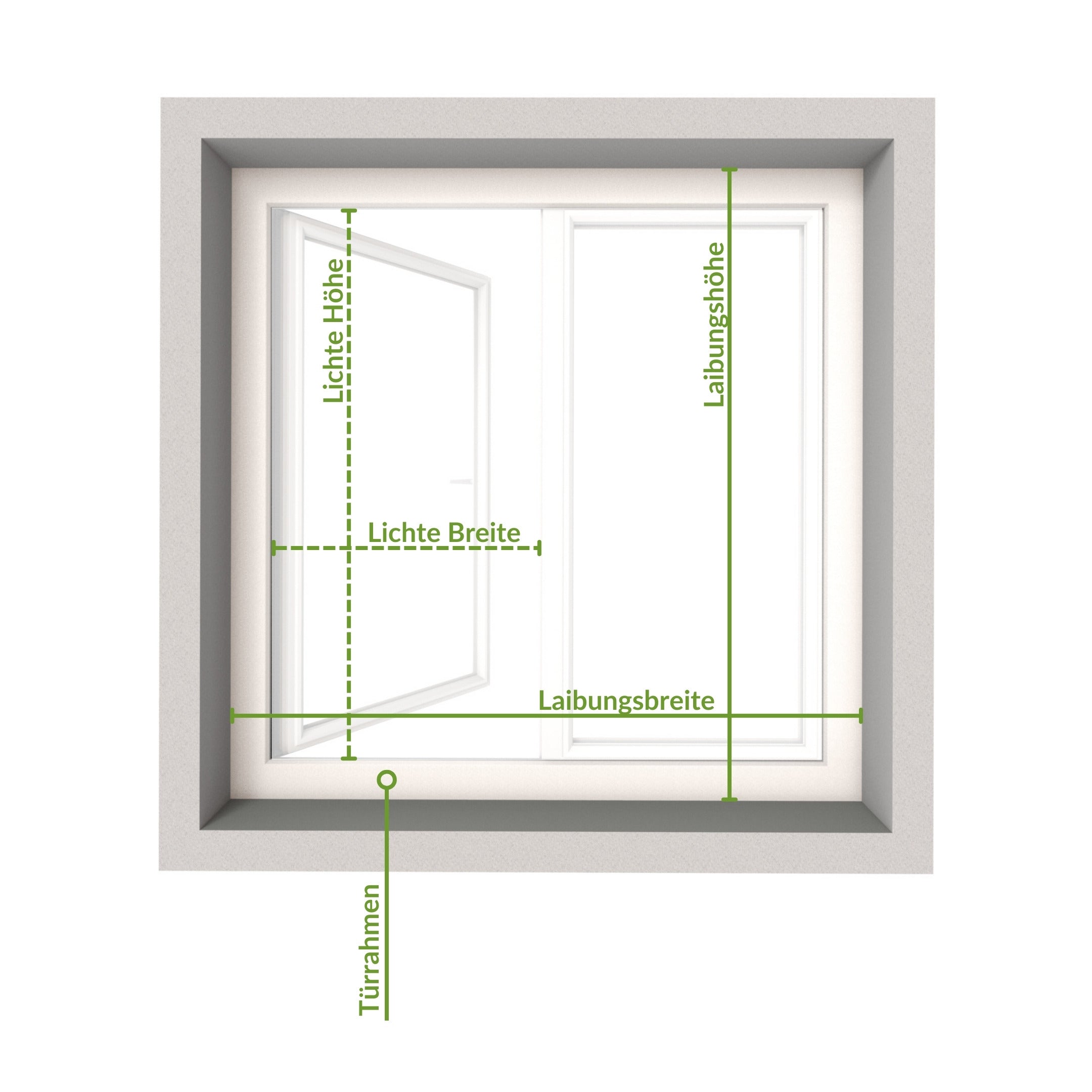 Anleitung zur Maßnahme von Fensterrahmen und Türrahmen für Insektenschutzgitter.