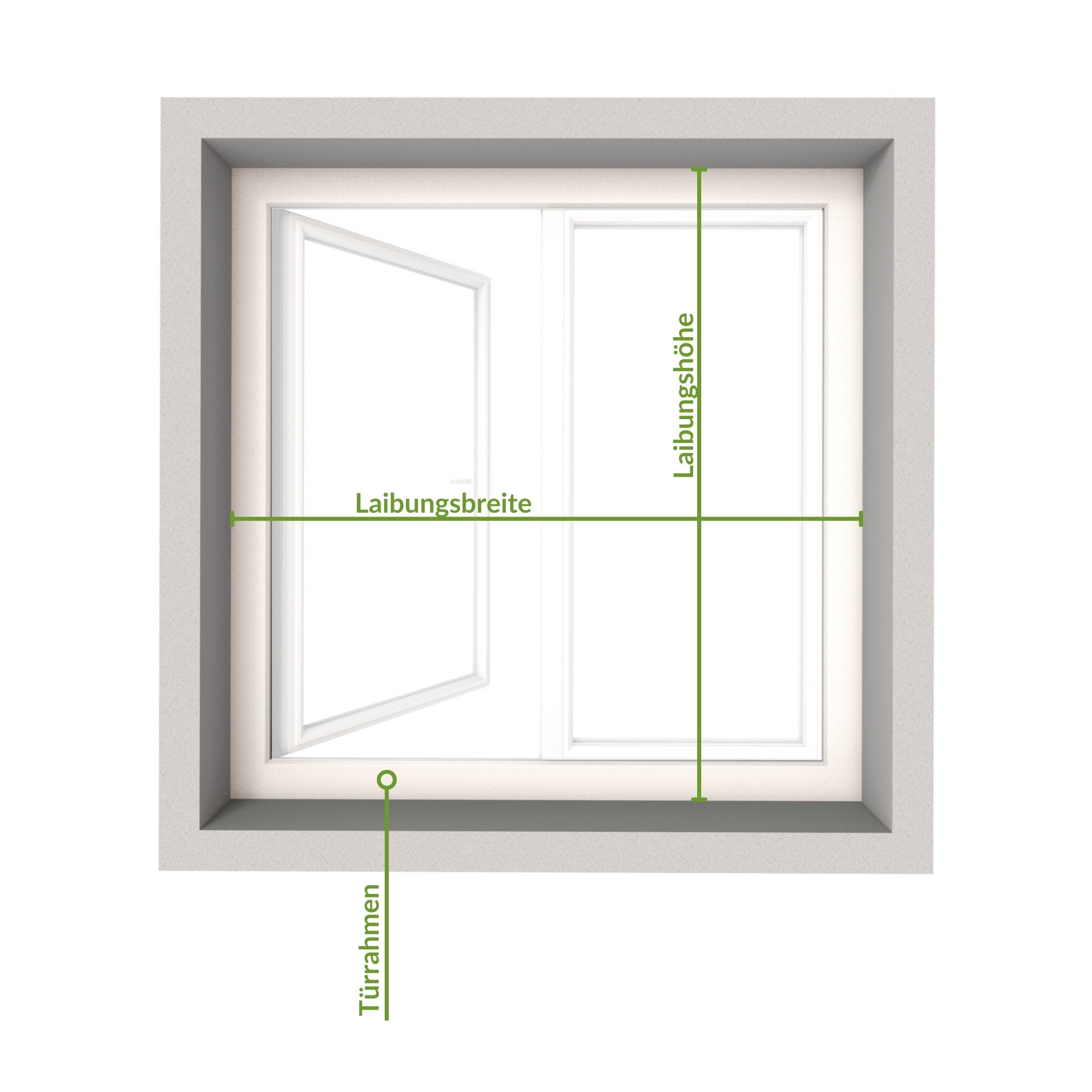 Ausmessen der Laibungsbreite und Laibungshoehe für perfekte Passform von Insektenschutztueren.